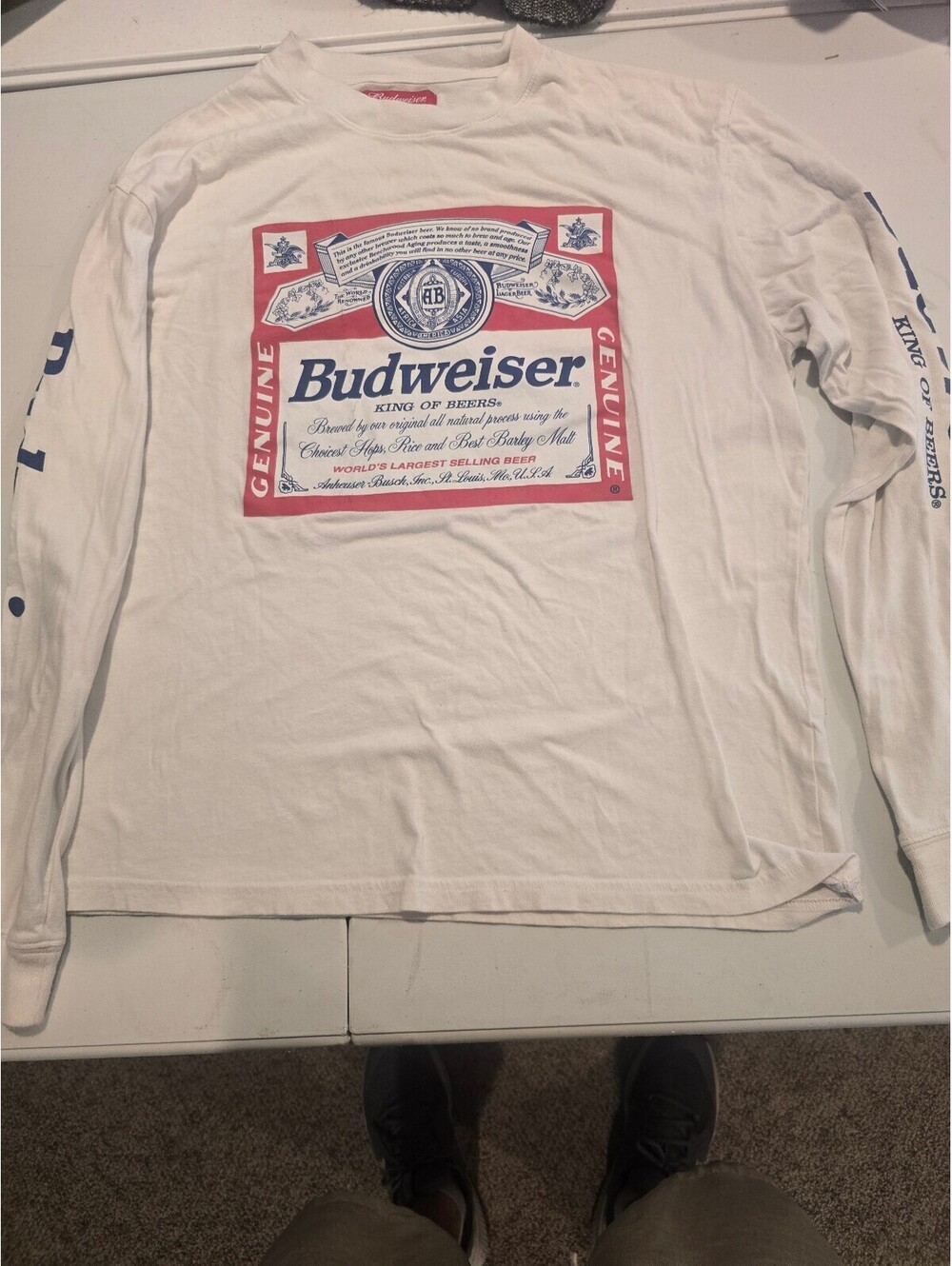 Budweiser PacSun White Long Sleeve Shirt Medium